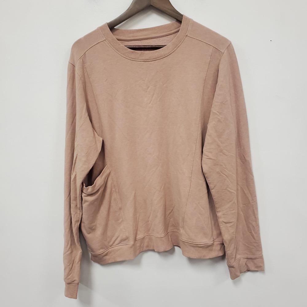 Lunya Womens Athleisure Pullover Sweatshirt Size XL Pink Pima Cotton Lounge